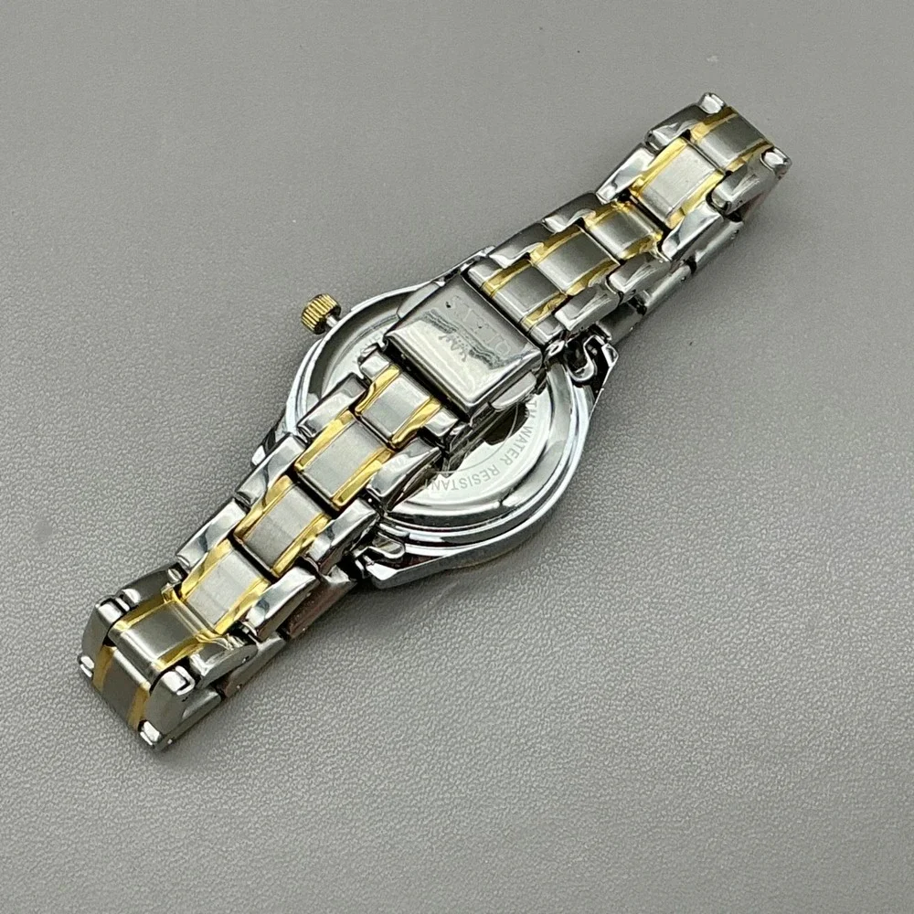 OLEVS Watch Women's Two Tone Stainless Steel Day Date Quartz 30mm NEW BATTERY